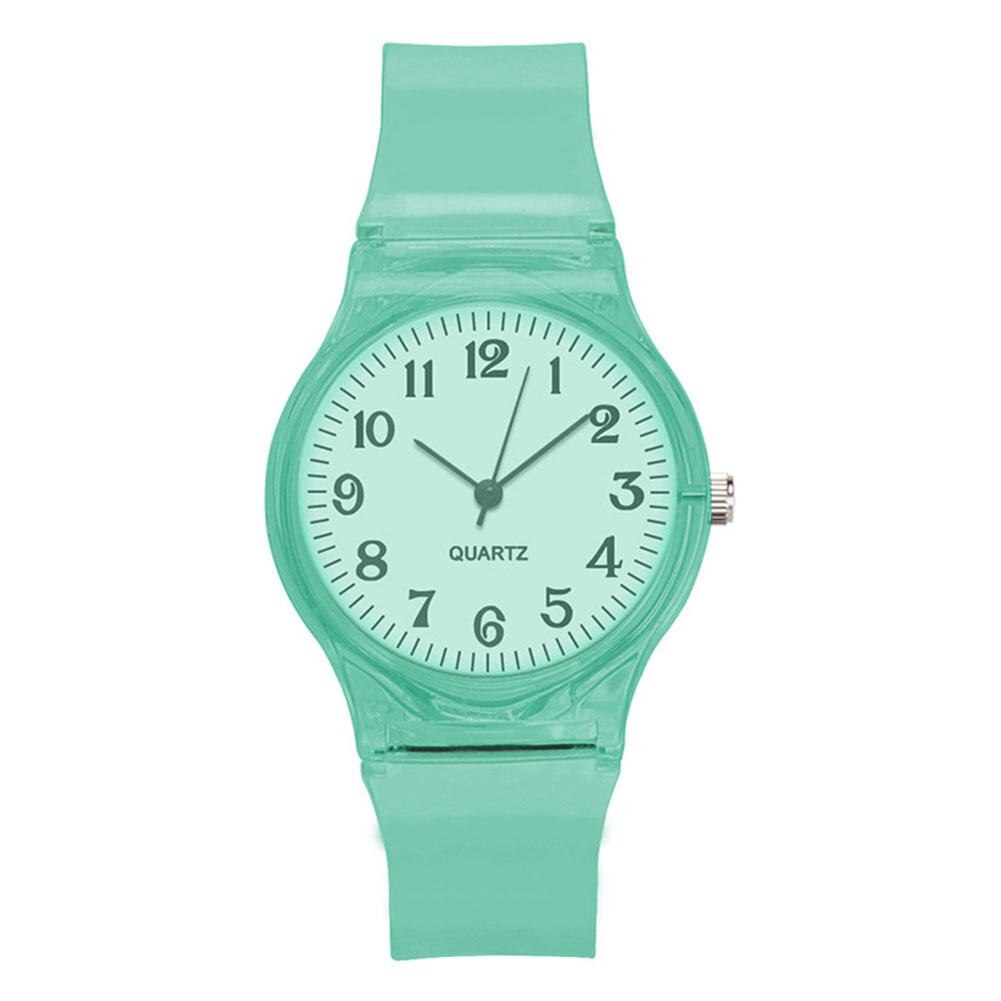 Lintimes dames heren liefhebbers horloges transparante snoepkleurige plastic band casual quartz horloges: Groente