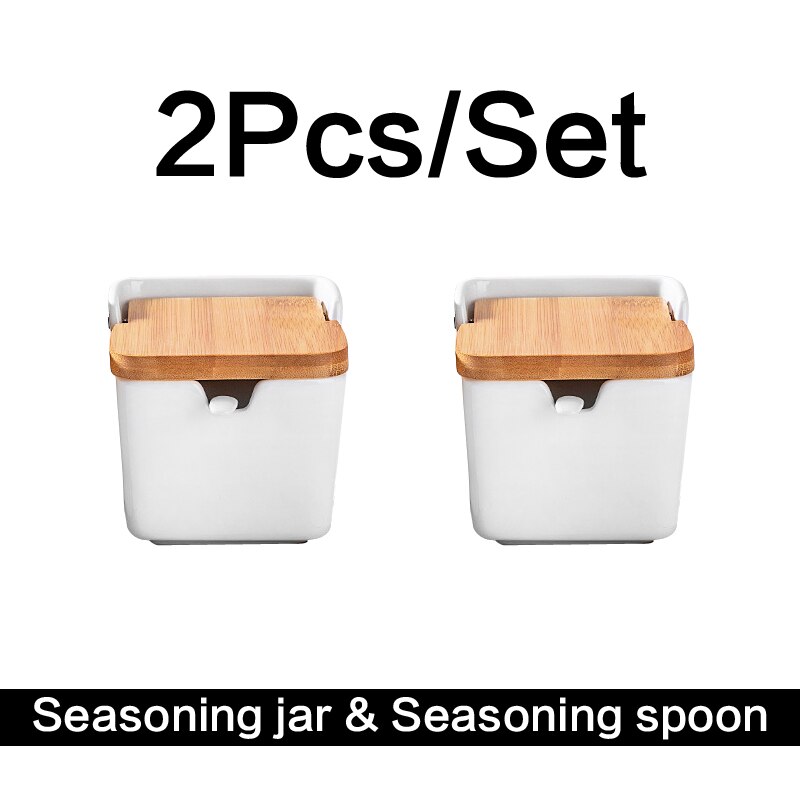 European ceramic flip seasoning jar cruet salt kitchen supplies seasoning box seasoning pot Container Condiment Jars: 2Pcs2