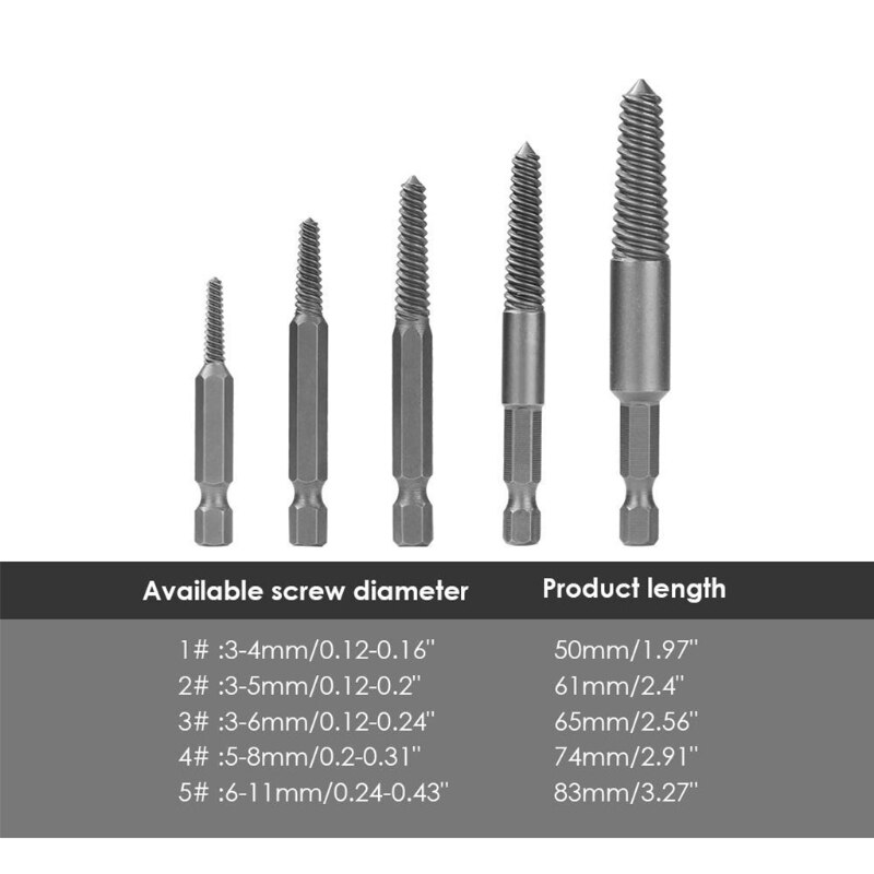 Damaged Screw Extractor Kit Peel off Set Hand Tool Gadget Men's Free Broken Bolt Peeled Screw Remover Quick Removal