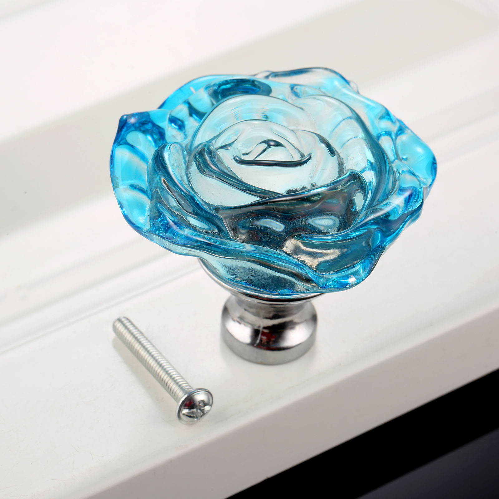 1pc 50mm krystallrose glass klare knotter til møbler, kjøkken, skuffer, skap, kommode, skaphåndtak, møbelbeslag: Grønn