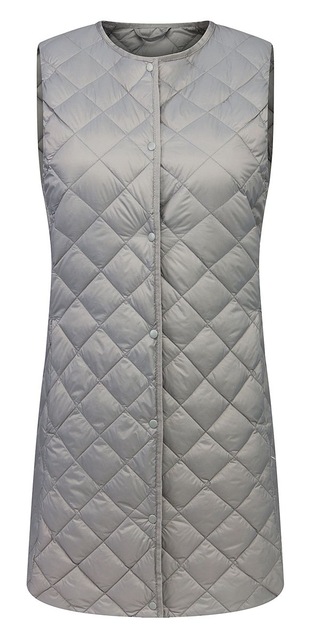 Newbang matte stof lange damesvest ultralicht donsvest damesjas dames slim mouwloos zonder kraag: Grijs / M