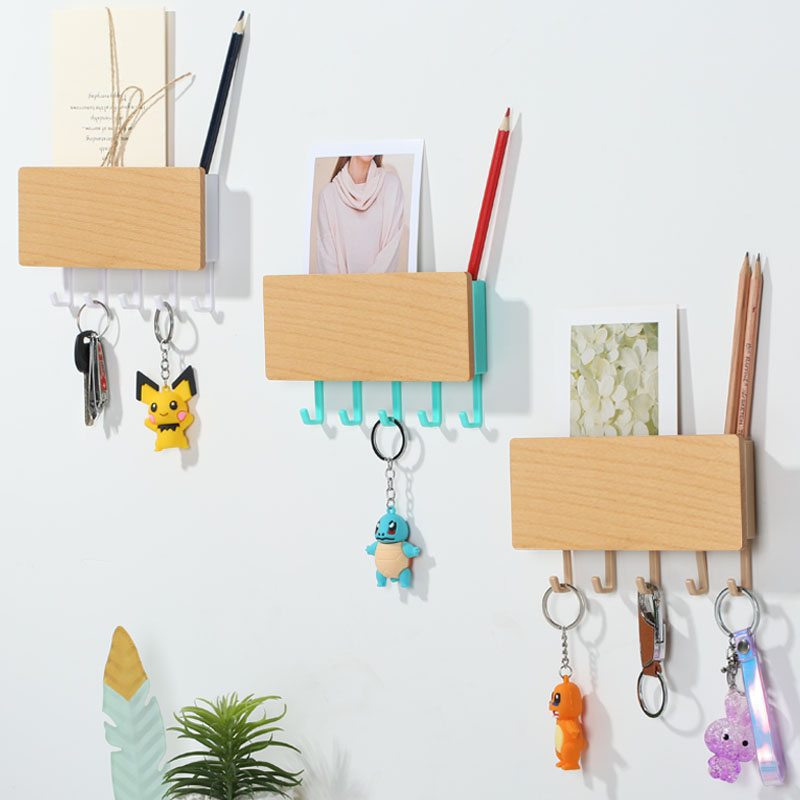 Hooks Storage Rack Key Wooden Hanger Home Decorative Wall Vintage Hallway Room Space Saving Bedroom Door Back Rack