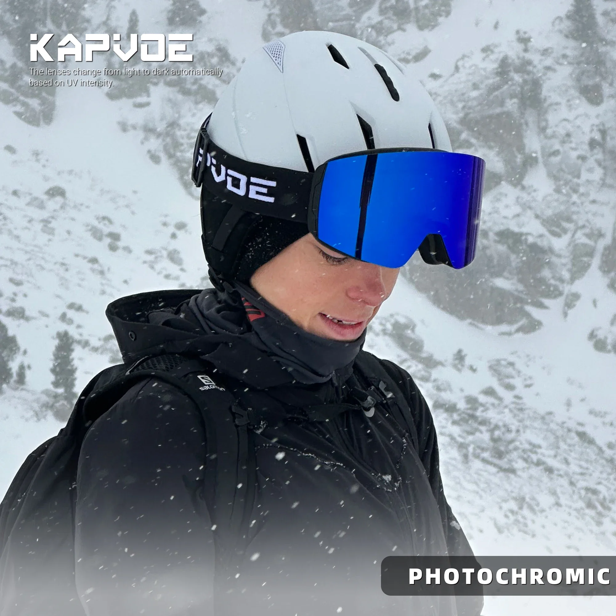 KAPVOE Photochromic Outdoor Sport Ski Snowboard Goggle Men UV400 Protection Women Glasses Magnetic Attraction Skiing Goggles