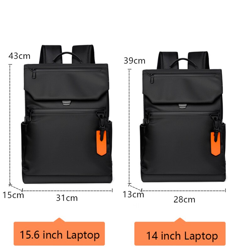 Wasserdichter nylon-laptop-rucksack für #39 , schwarz, ideal für geschäftsreisen und den urbanen stil, mit usb-ladefunktion