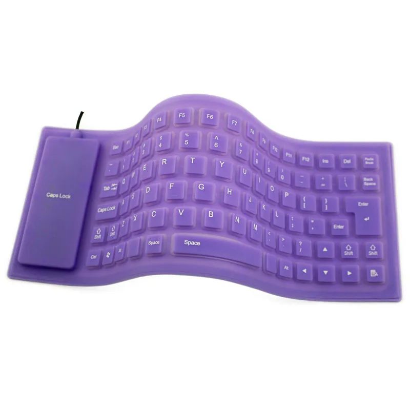 85-key Computer Keyboard Silicone Mute Soft Keyboard Portable Mini Laptop Pc Folding Waterproof Keyboard: PURPLE