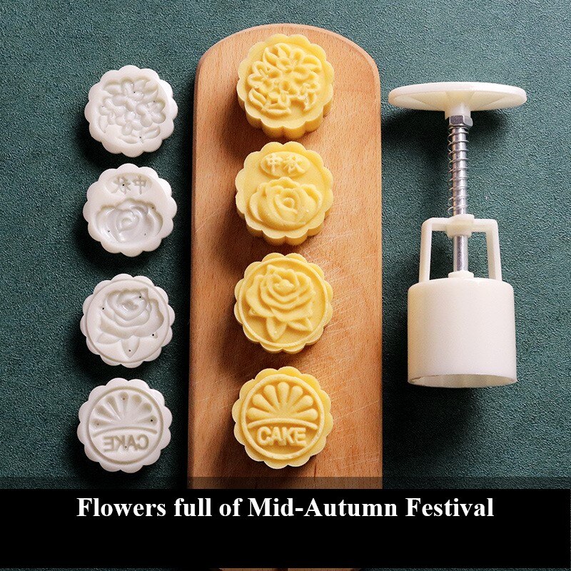 12 Chinese zodiac Flower Mooncake Mold Set Mid Autumn Festival DIY Hand Pressure Fondant Moon Cake Mould Decoration Tool: 02