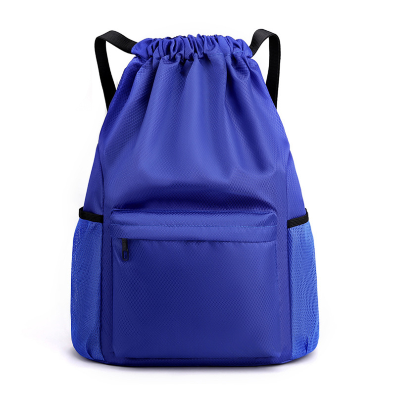 Men/Women Drawstring Pocket Backpack Nylon Waterproof Backpack Large Capacity Drawstring Travel Bag Fitness Sports Bag: 16 inches / SKY BLUE
