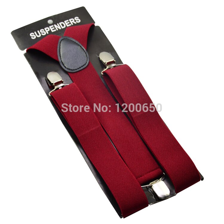 120cm Men's Unisex Clip-on Braces Elastic 3.5cm Wide wine red larger Suspenders Y-back Suspender & Retail