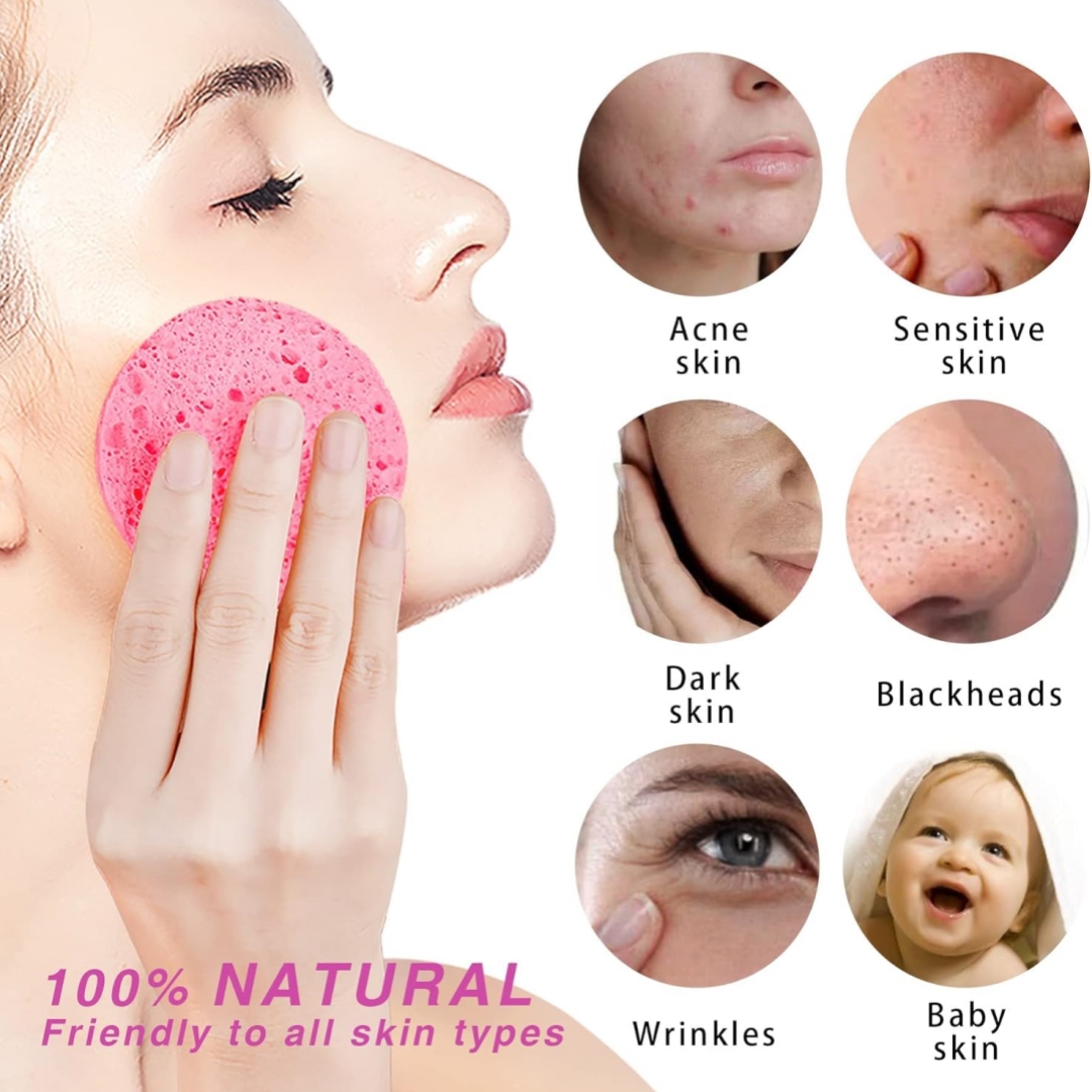 50-1000 Uds. Esponja de pulpa de madera Natural para lavado de cara, esponja de espuma para lavado de cara, esponja cosmética para limpieza facial