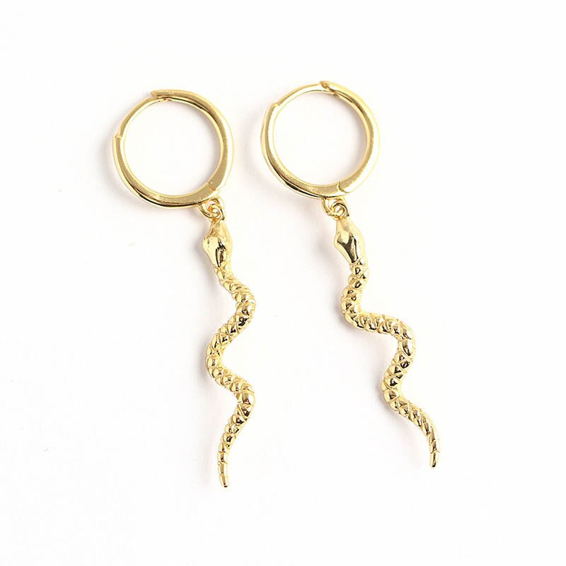 Inzatt Echt 925 Sterling Zilveren Snake Oorringen Voor Mode Vrouw Party Fijne Sieraden Minimalistische Accessoires Punk: gold