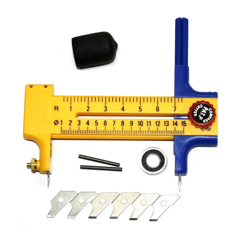 Compass Cutter/6pcs Spare Blades for Cutting Papers/Films/Leather Stainless Steel Cut Circle Knife