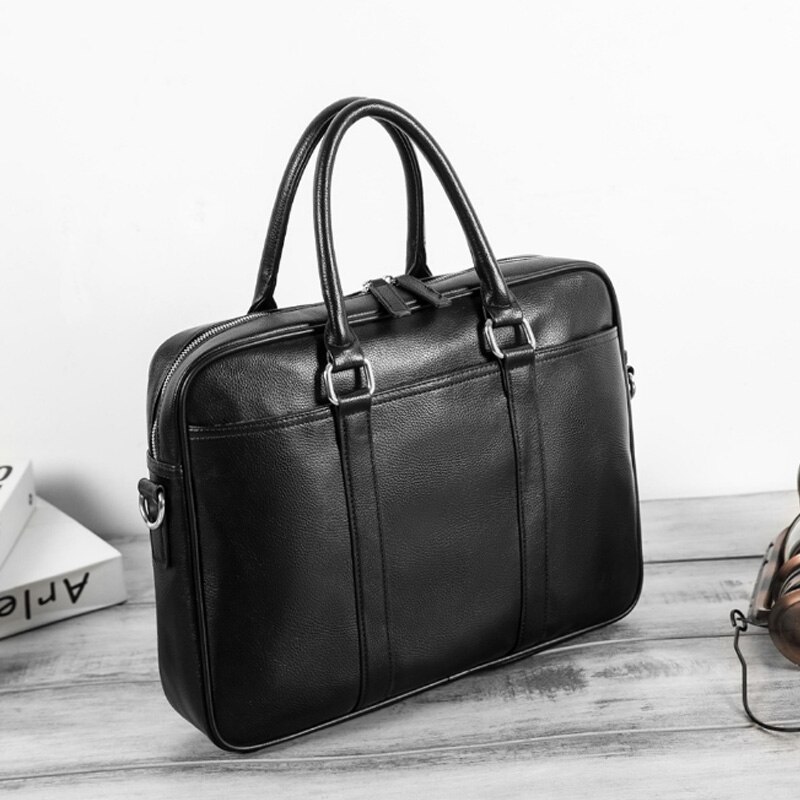 Kudian bear brand herre dokumentmappe læder håndtaske kontortasker til herre skuldertasker crossbody 14 tommer bærbar taske stor 014 pm49: Default Title