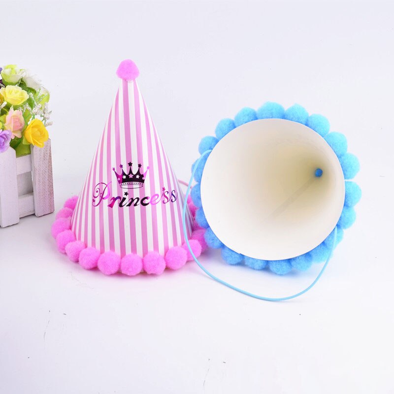 1pc Mini Party Hat Birthday Cap Boy And Girl First Birthday Flash Pointed Hat Party Decoration Blue Birthday Hat