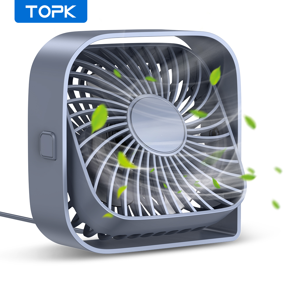 Topk mini bärbar fläkt usb skrivbordsfläkt bord starkt luftflöde och tyst drift 3 hastigheter vind 360 ° roterbara stående fläktar för rum hem: Gul