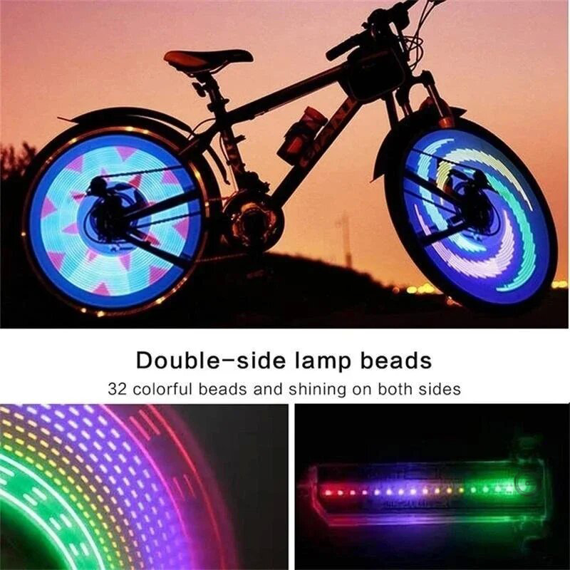 Lumière de roue de vélo, lumière de rayon de vélo, lumière de sécurité pour pneus, 30 modèles différents, changement sans batterie, accessoires de vélo étanches