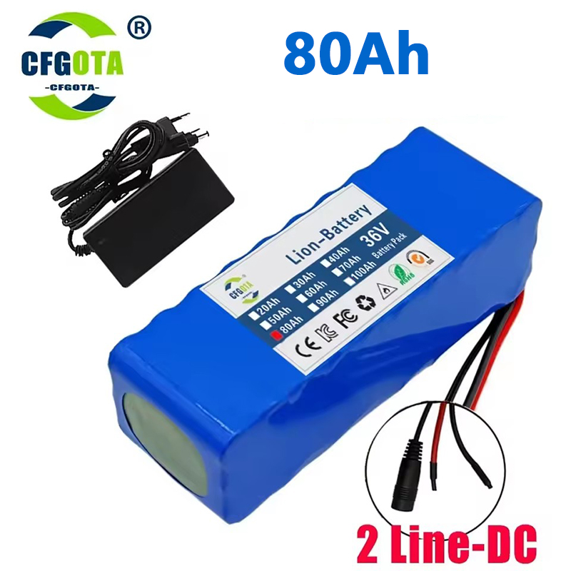 36V 100Ah 18650 battery pack 10S3P 100000mAh built-in 15A BMS, 250W-500W battery+42V 2a charger: Ivory