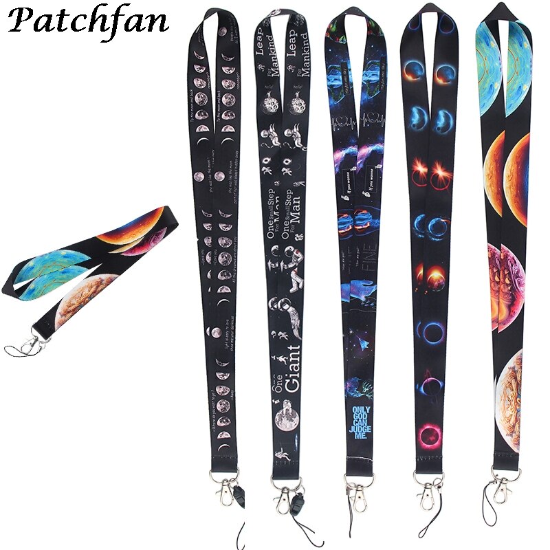 AD018 Patchfan Maan Ruimte Mobiele Telefoon Strap Astronaut Lanyard Neck Strap Voor Key Card Voor Usb Houder Diy Hang Touw