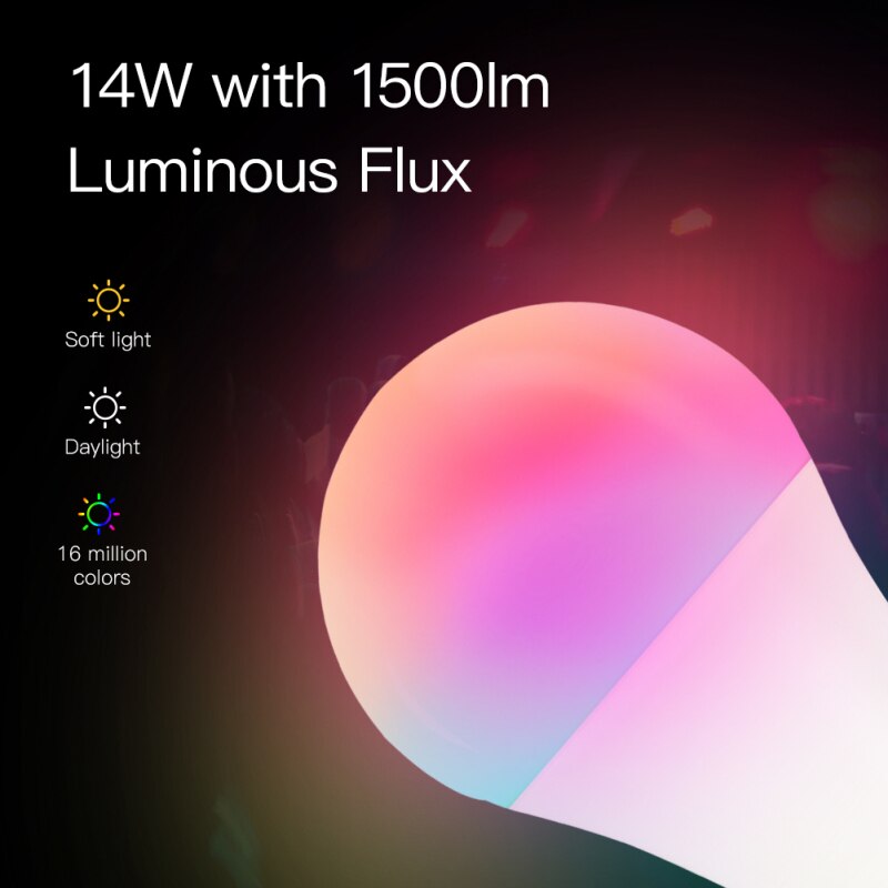 Lampe LED intelligente à intensité variable, wi-fi, 14W, RGBCW E27, application Smart Life/Tuya, 220-240V, télécommande, fonctionne avec Alexa Echo Google Home, nouveauté