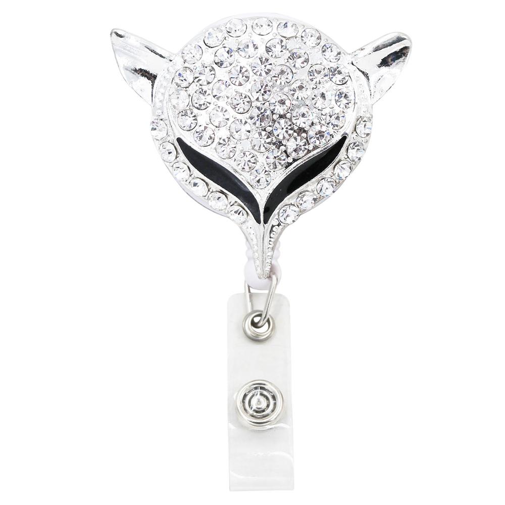 Animal Retractable Badge Holder with Alligator Clip Retractable Cord ID Badge Reel Fox Dress Girl Horse Style: K52