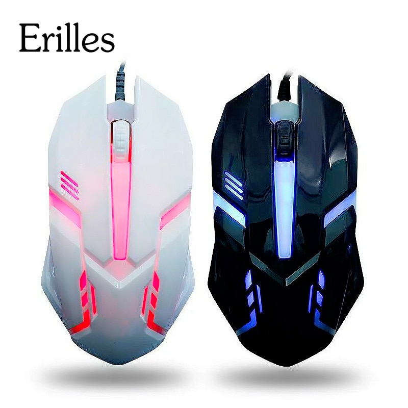 Erilles langallinen pelihiiri 4 värillinen led valo usb optinen mini tietokone usb pelaaja halpa pelihiiret kannettava tietokone pöytäkone