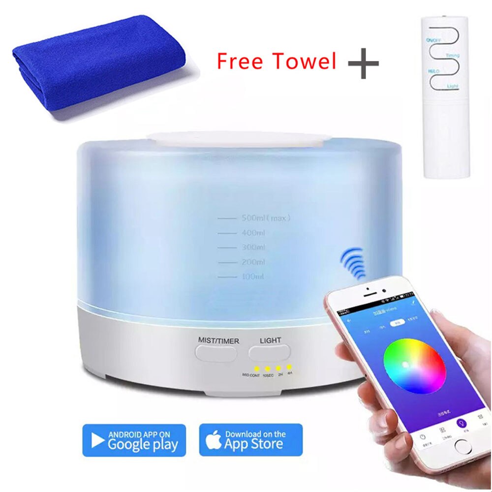 550ML APP Controle Luchtbevochtiger Aroma Essentiële Olie Diffuser Met Afstandsbediening Houtnerf 7 Veranderende Kleuren LED Lamp voor Thuis: ons