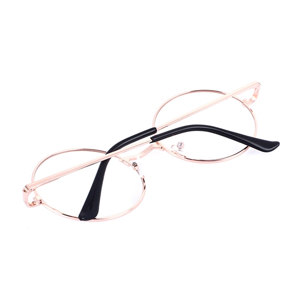 Klassiske brilleramme runde linse flade nærsynethed optiske spejl briller originale klare linser briller til mænd kvinder: Guldramme