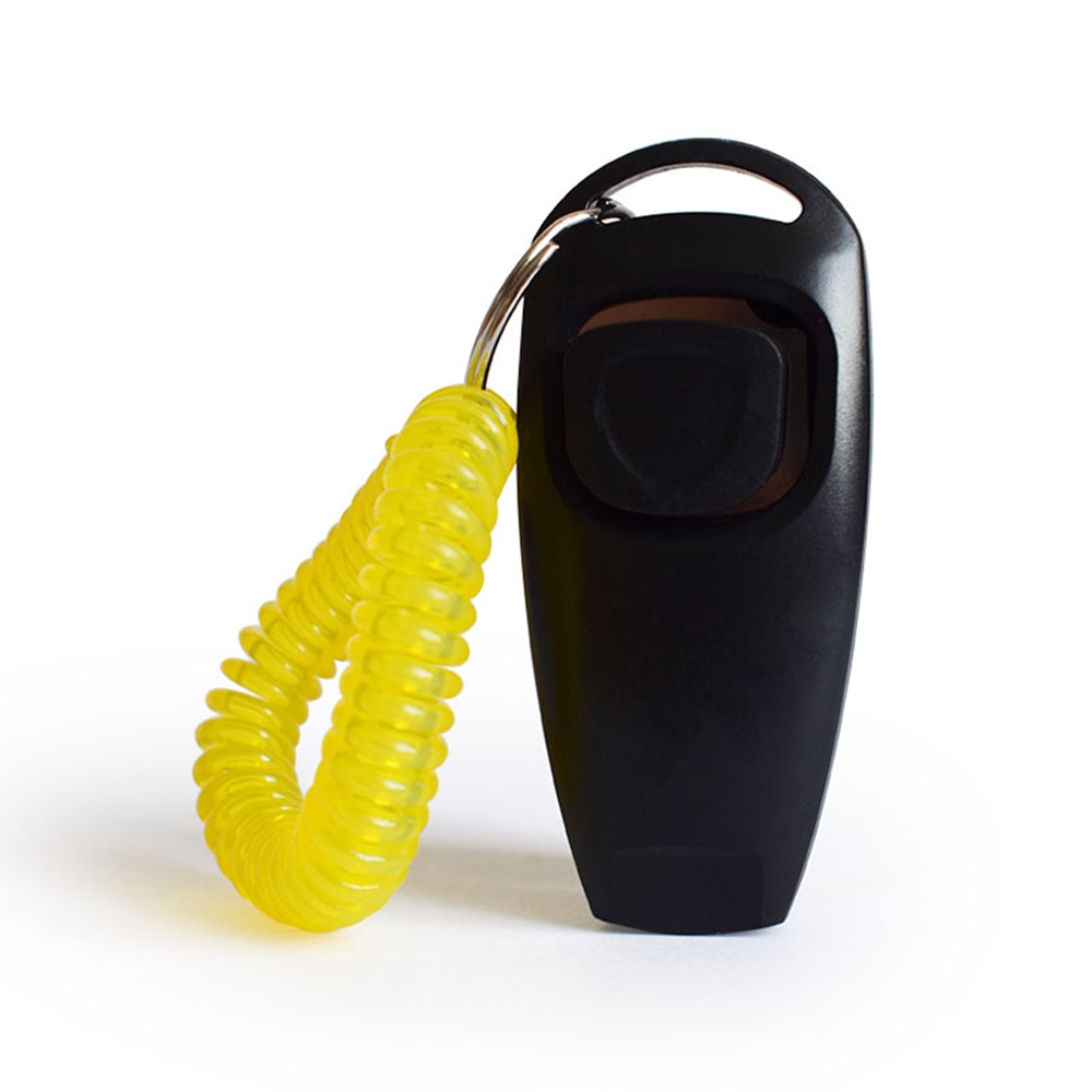2 in 1 fluitje combo hondenklikker 4 stuks hondentrainingsklikkers huisdier trainer klik sleutelhanger huisdier training controle polsband accessoire: 1 pc zwarte
