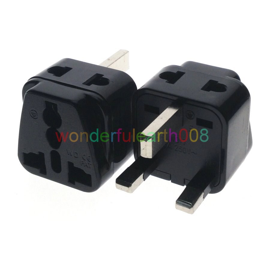 (10 PCS) UK, Singapore, Malaysia, Brunei, HK, 2 in 1 Electrical Plug Adapter AC100~250V 13A Black Color