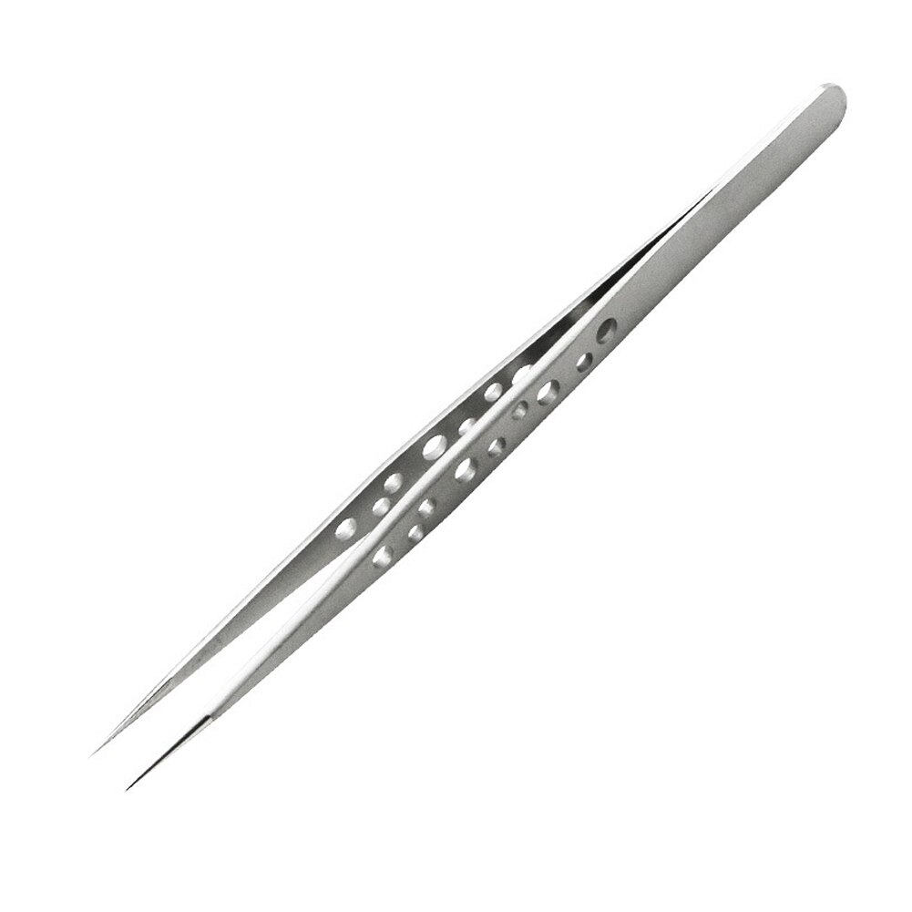 2 Soorten Hoge Precisie Geperforeerde Roestvrijstalen Pincet Elleboog Tip Diy Pincet Clip Elektronische Telefoon Reparatie Tools Anti-Statische: Straight Tip