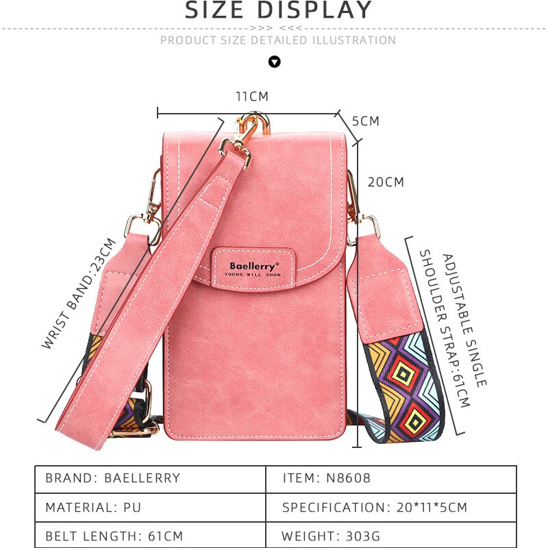 Baellerry – pochette pour téléphone portable femme, sacoche, porte-cartes, pochette ouverte pour dames, portefeuille en cuir souple