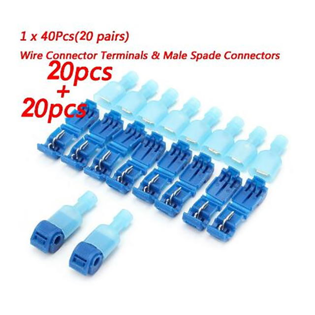 Terminales de conectores de cable t-tap de 240/360/120/40 Uds empalme rápido aislado eléctrico macho conector desconectar rápido: 40pcs no box