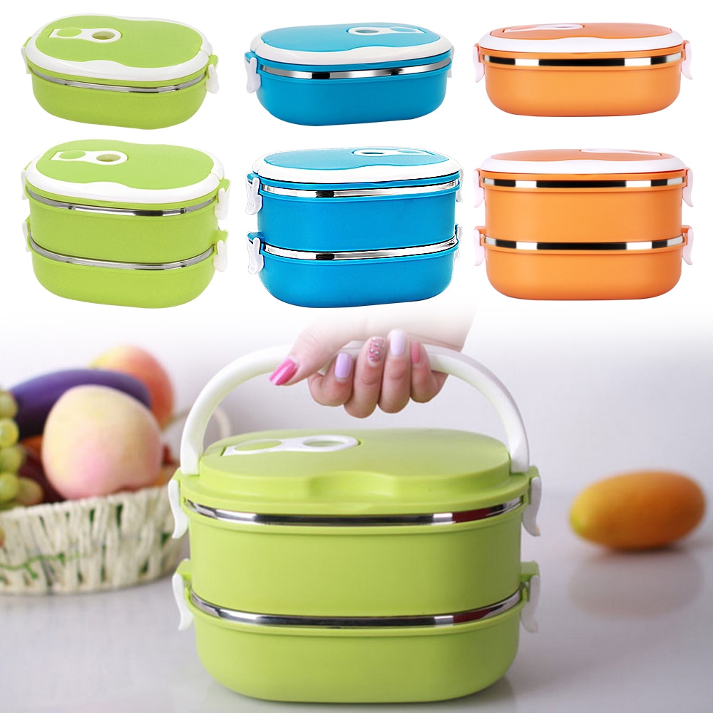 900/1800Ml Rvs Keuken Geïsoleerde Thermische Lunch Box Bento Kantoor Picknick Voedsel Container Lekvrij Thermos Lunchbox