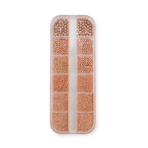 Cuentas de caviar de 12 compartimentos, accesorios metálicos para decoración de uñas, cuentas de metal para uñas con caja para decoración de uñas: Rosa