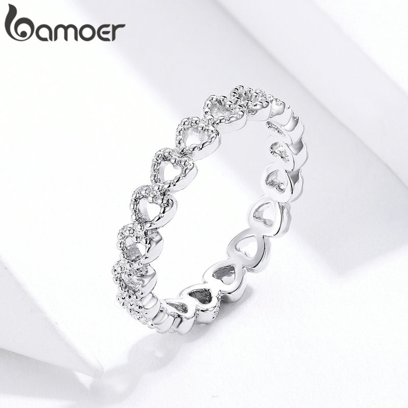 BAMOER Romantische Silber Farbe Herz zu Herz Ring AAA Zirkonia Günstige Ringe für Frauen Hochzeit Schmuck Pa7223