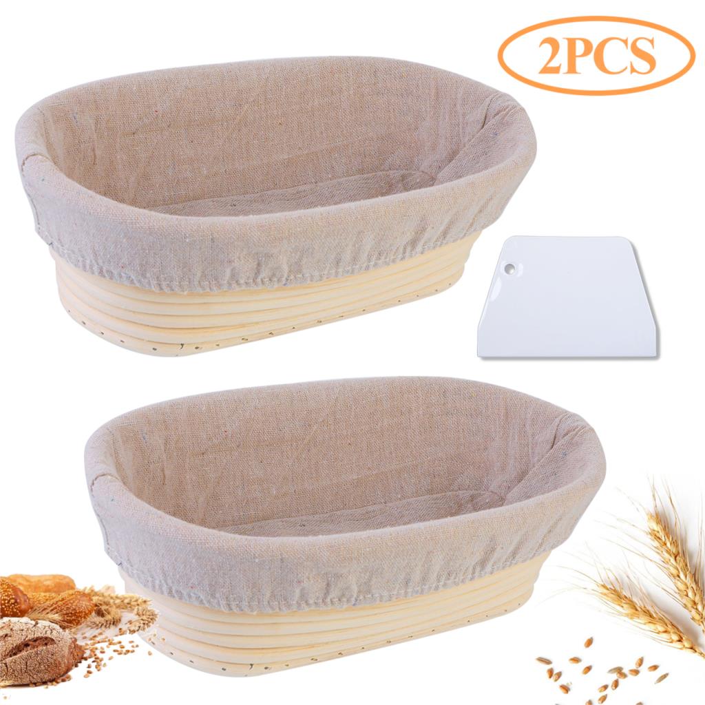 Oval/Round Rattan Bread Proofing Basket With Cover Sourdough Proving Basket Bread Rising Baskets Bakery/Cafe Sales: 2pcs 30x14x7cm