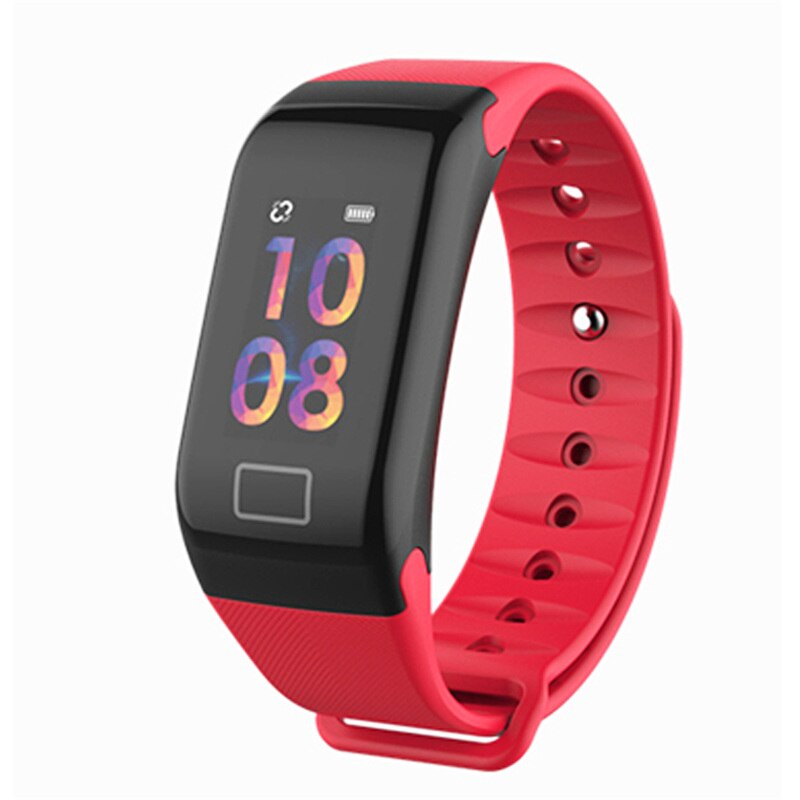F1 plus fitness tracker smart bracelet F1 watch with HR fitness sleep tracker waterproof activity tracker Band for Android IOS: Red