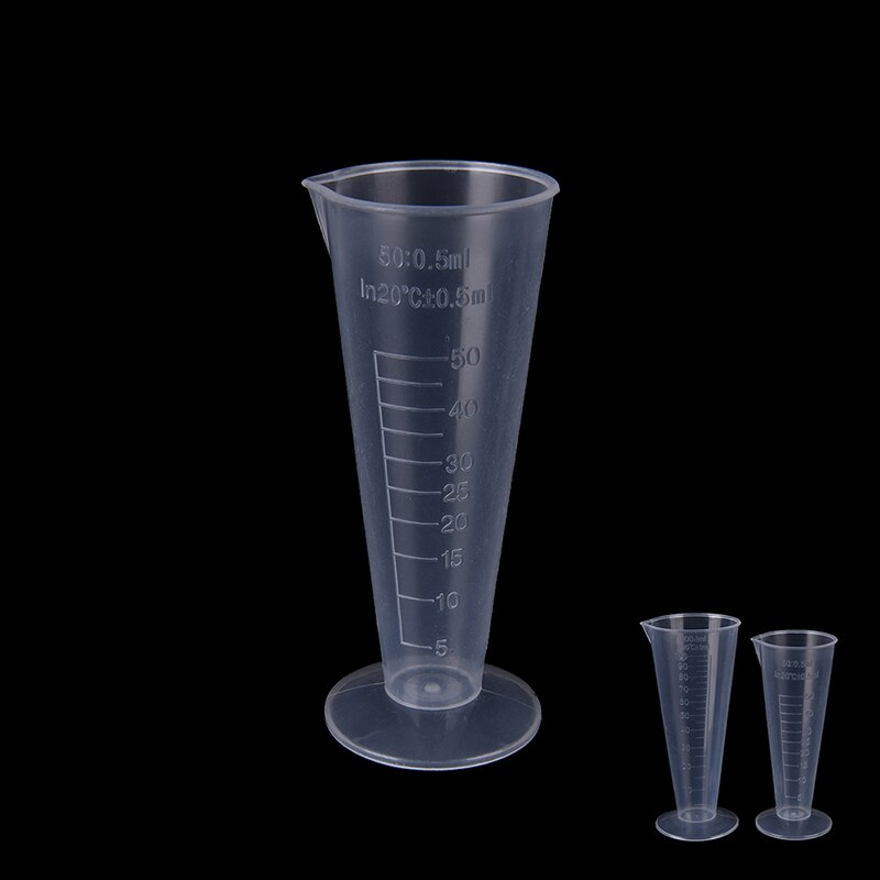 Vaso de medición graduado de plástico para laboratorio, herramientas de medición de prueba de cocina, recipiente de vaso líquido para hornear, 50ml, 100ml, 1 ud.