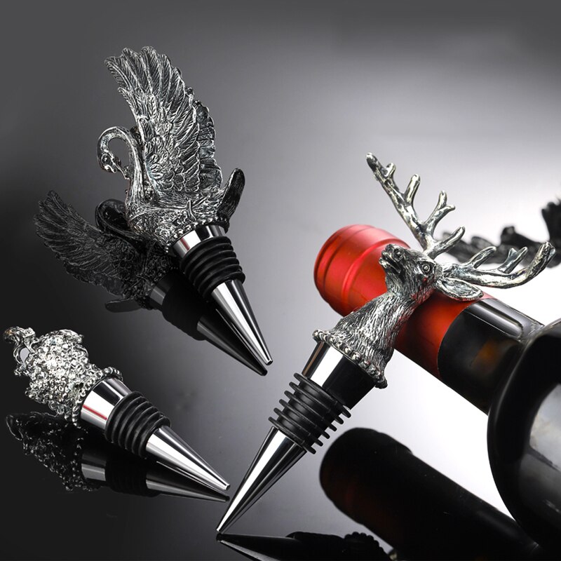 1Pcs Zinc Alloy Wine Bottle Stopper Deer Pegasus Swan Lion Champagne Stopper Vacuum Sealed Wine Cork Kitchen Bar Accessories