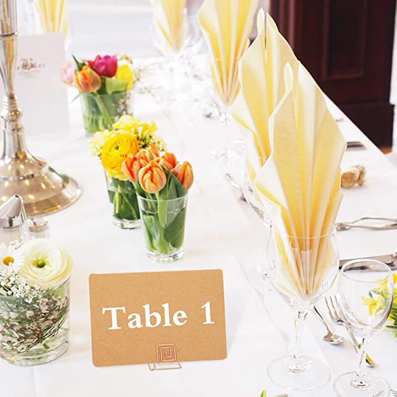 5 Pieces Wire Place Card Holder Metal Card Holder Stand Wedding Name Place Holder for Weddings Dinner Parties Food Signs