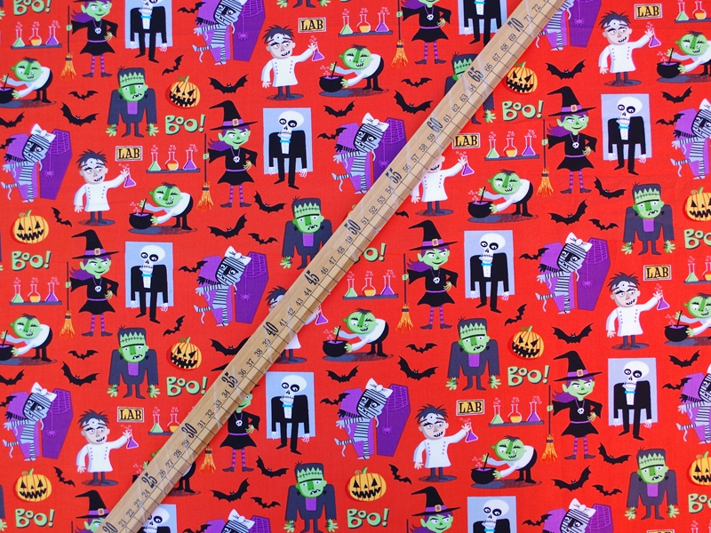 140cmx100cm Cotton Fabric for textile, pathwork, cloth - Cartoon on orange background