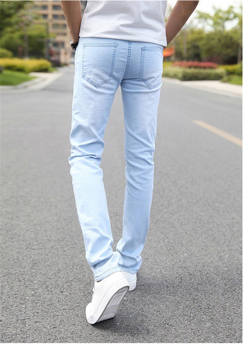 Heren stretch skinny jeans herenmerk super elastische rechte broek jeans slim fit denim jeans voor heren