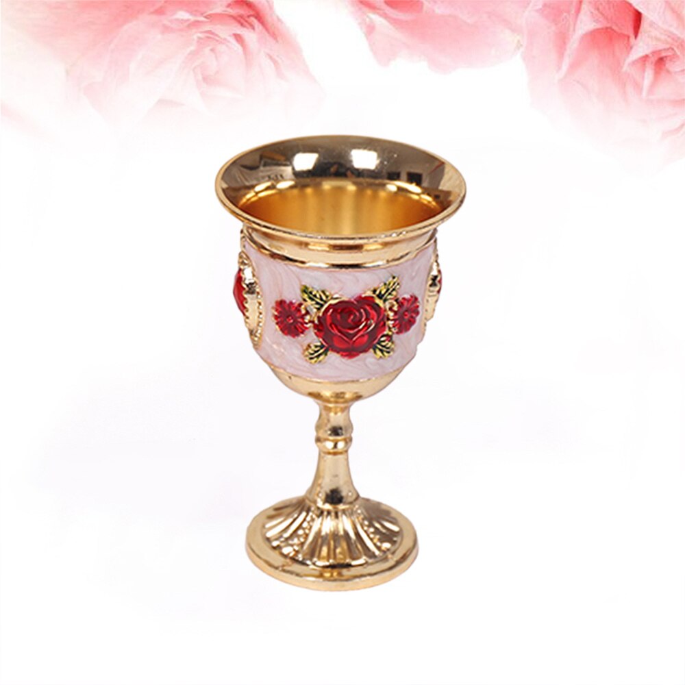 Perle indlæg stil zink legering bæger vin bæger udskåret hvid spiritus glas stilk-cup stilk til hjemmebar fest (sølv, random flo: Billede 3