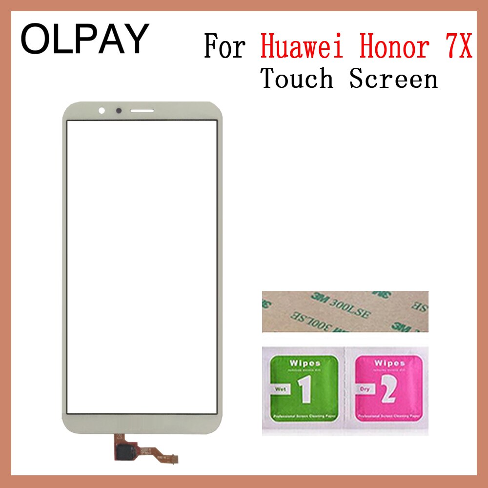 5.93 ''Touch Screen Voor Huawei Honor 7X Touch Screen Glas Digitizer Panel Lens Sensor Glas Tools Gratis Lijm En doekjes: White No Tools