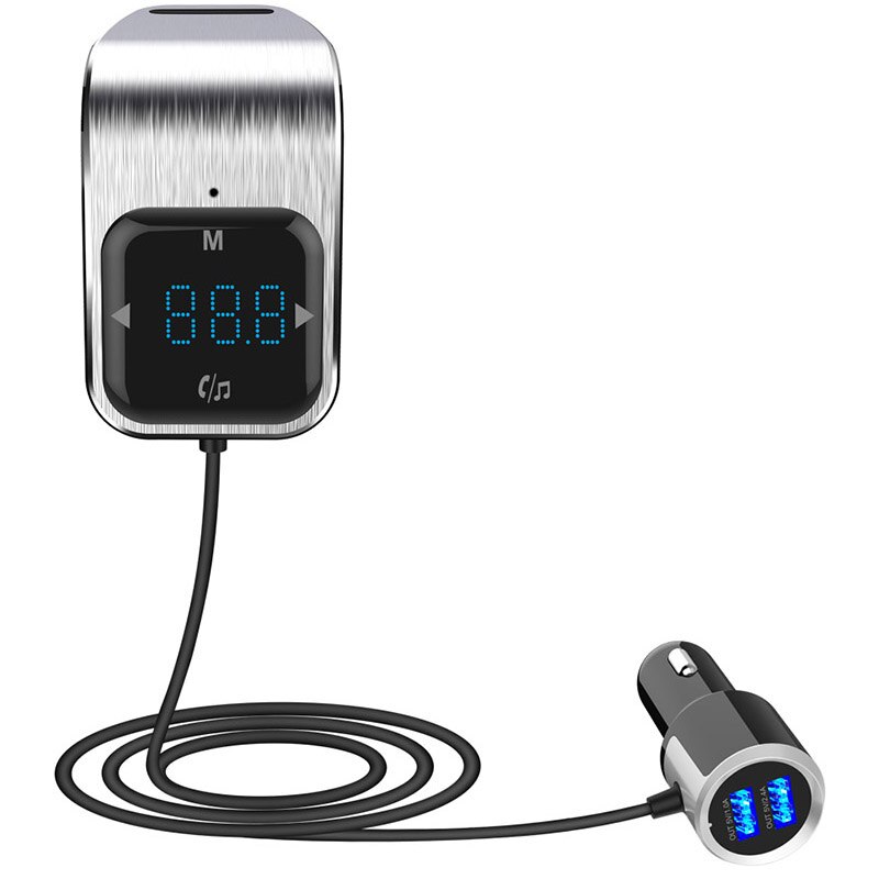 FM Sender Bluetooth Auto Wirless Radio Adapter AUX MP3 Spieler FM Modulator mit Hände-freies Sprechen Dual USB Schnelle ladegerät: Silber