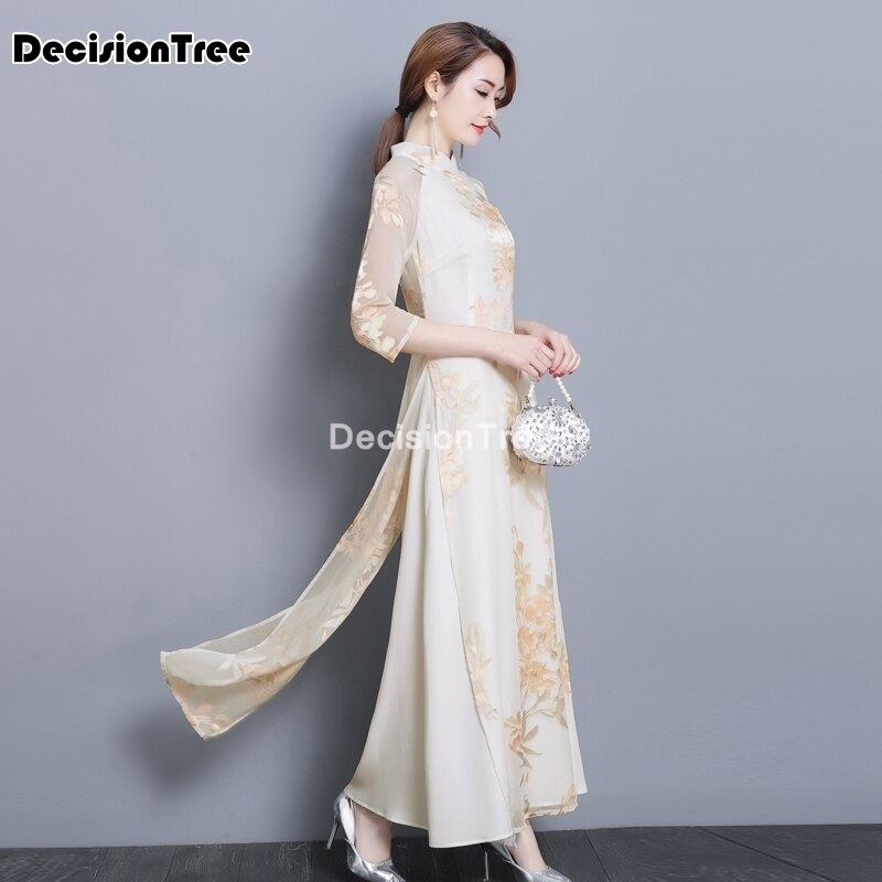 Aodai vietnam qipao jurk voor vrouwen traditionele kleding ao dai chinese jurken knielange oosterse jurk voor vrouwen