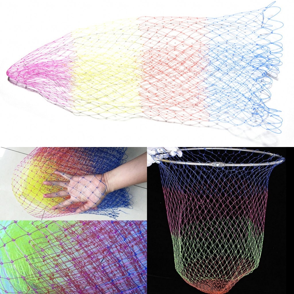 3 Sizes Collapsible Fishing Tools Nylon Fishing Net Rhombus Mesh Hole Depth Folding Nylon Landing Dip Net