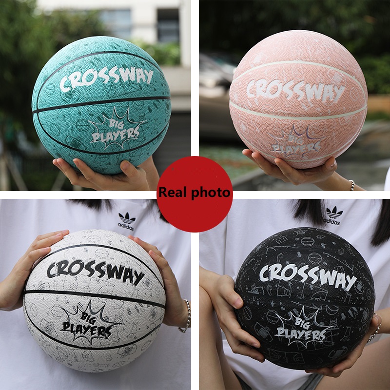 CROSSWAY Streetball Outdoor Indoor Size 7/6/5 PU Leather Basketball Ball Training Basket Ball Basketball Net outdoor sport ball