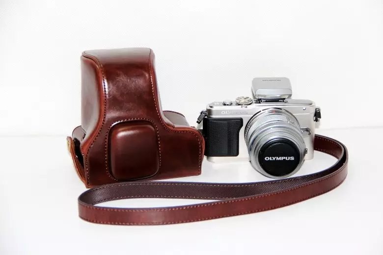 retro Jahrgang Kameratasche schwer kamera-kasten Für Olymp EPL5 E-PL5 EPL6 E-PL6 EPM2 E-PM2 Mit Gurt: Kaffee