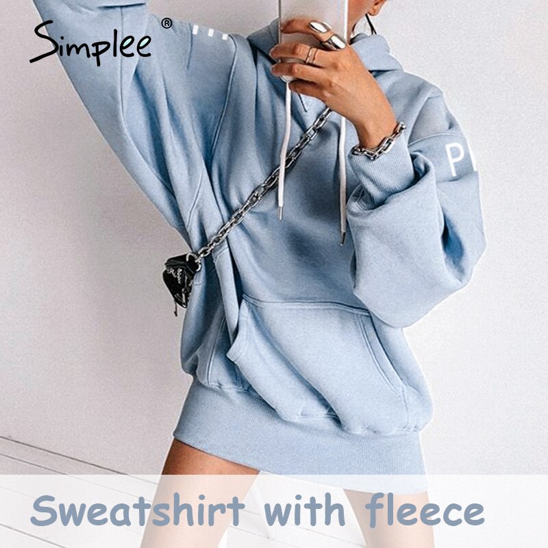 Simplee – sweat-shirt rose décontracté à manches longues pour femme, haut à capuche surdimensionné, ample, collection automne-hiver: Modèle 3 / L