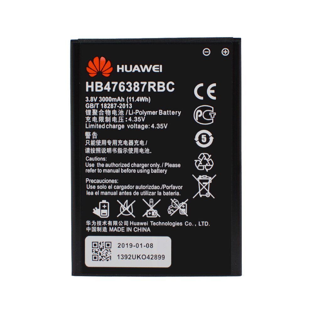 HuaWei 100% Originele HB476387RBC Batterij Voor Huawei Honor 3X G750 B199 Vervanging Telefoon Batteria 3000mAh Real capaciteit Akku
